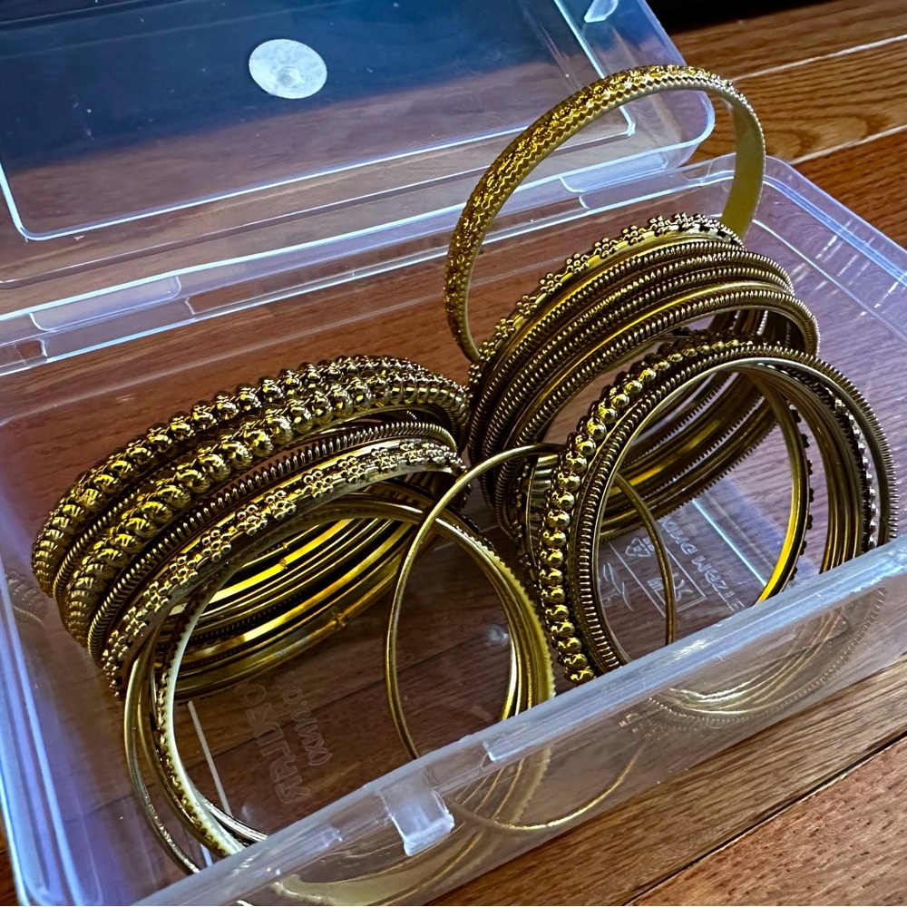 New Brass/gold Kundan like bangles, various styles size 2.10